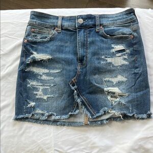 American Eagle Outfitters Distressed Blue Denim Skirt